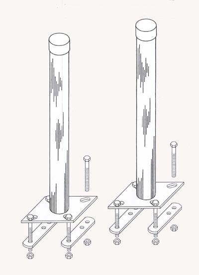 Pontoon Trailer Post Guide-Ons, T-922; 22" Tall model, Drawing