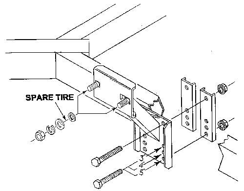 Spare Tire Carrier, SM-94; Large, Non-Locking, Drawing