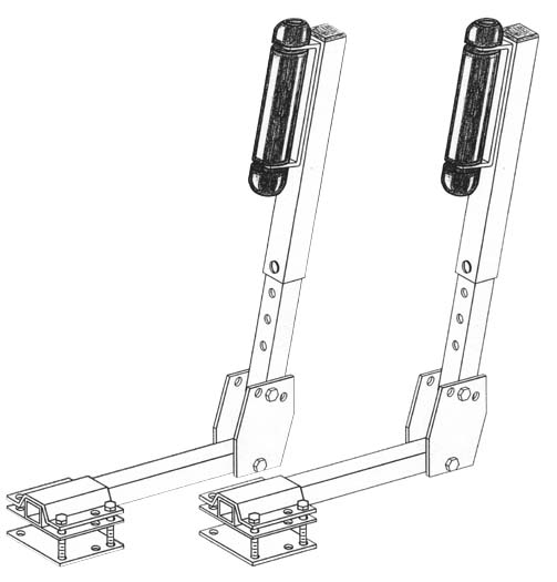 Boat Trailer Roller Guide-Ons, T-930; 3-Way Adjustable, Drawing