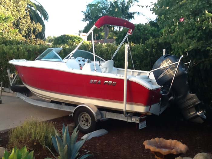 T-965-G; Galvanized 65" Post Guide-On mounted on Boat (Customer Photo.)(1).