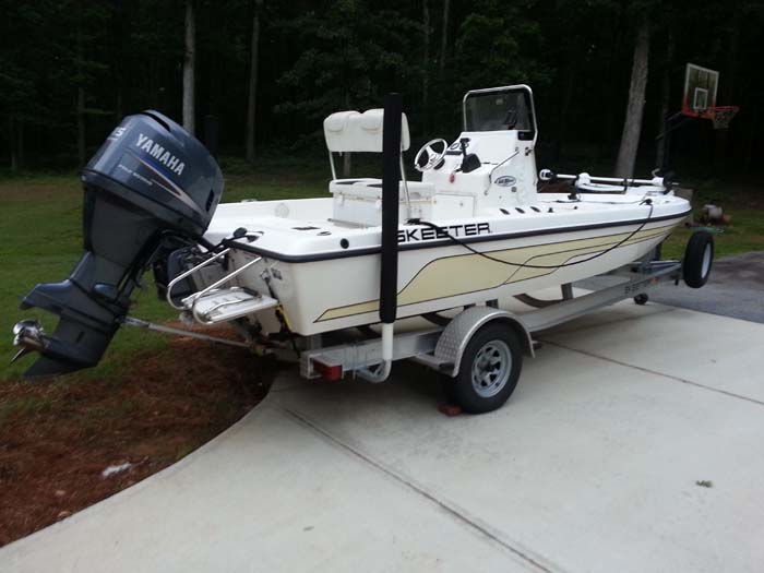 T-965-G; Galvanized 65" Post Guide-On mounted on Boat (Customer Photo.)(2).