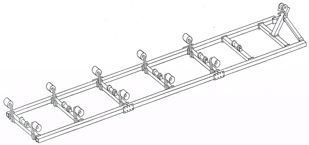 Boat Roller Ramp, DDA-1000; ( 1000 pound capacity, 24 ft. long ), Drawing